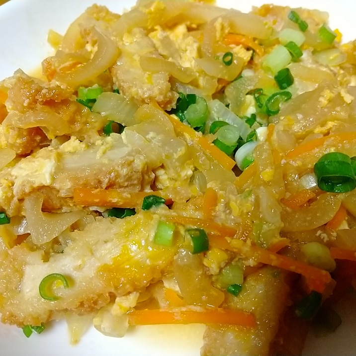 お惣菜トンカツをかさ増し☆野菜も一緒にカツとじ